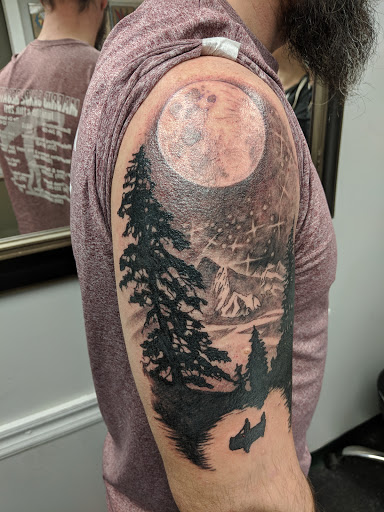 Explore simple thigh tattoo ideas, creative tattoo ideas in Albany, available at Lark Street Tattoo