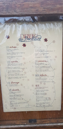 Auberge du Bonheur à Paris menu