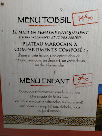 Restaurant La Table du Maroc à Saintes (la carte)