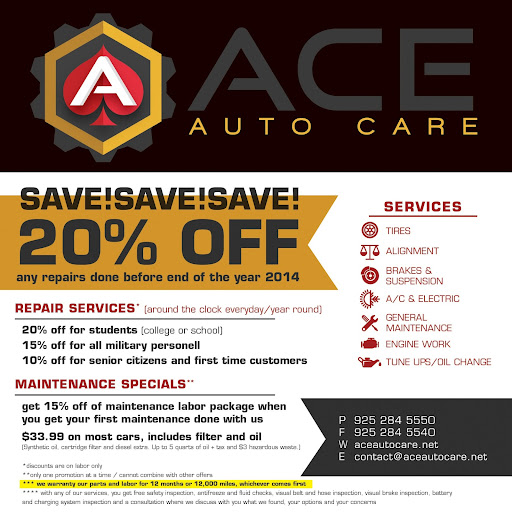 Auto Repair Shop «Ace Auto Care», reviews and photos, 3430 Mt Diablo Blvd B, Lafayette, CA 94549, USA