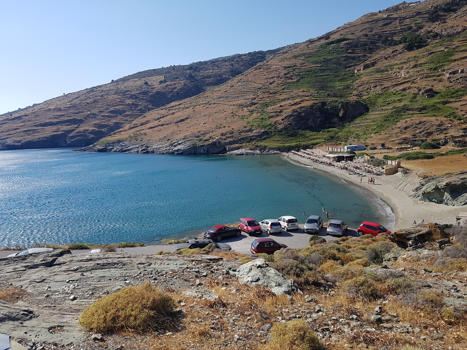 Foto di Paralia Chalkolimnionas con una superficie del sabbia beige