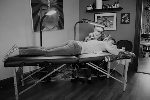 Explore chest and shoulder tattoo ideas, creative tattoo ideas in Lancaster, available at Ritual Tattoo Collective