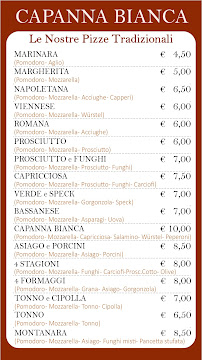 Menu du Pizzeria Ristorante Capanna Bianca à Gallio