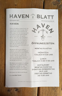 Menu / carte de Haven - Restaurant & Sundownerbar à Esens