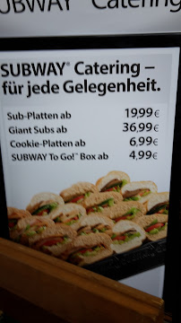 Menu du Subway à Langenfeld