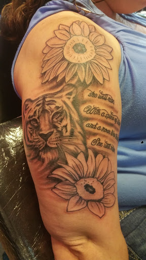 Explore portrait tattoo sleeve ideas, creative tattoo ideas in Noblesville, available at Mystic Images Tattoo Co.