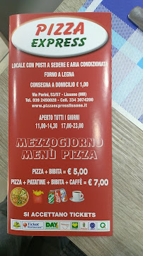 Pizza Express à Lissone carte