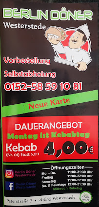 Restaurant familial Berlin Döner WESTERSTEDE à Westerstede (la carte)