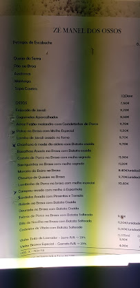 Restaurante Zé Manel dos Ossos à Coimbra menu