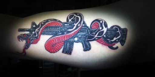Explore upper arm men tattoo ideas, creative tattoo ideas in Hillsborough, available at Inkognito tattoo