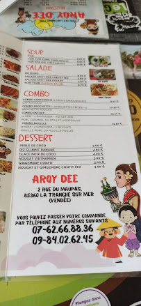 Restaurant thaï Aroy Dee à La Tranche-sur-Mer (la carte)