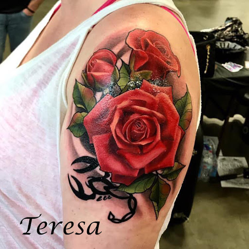 Explore shoulder chest tattoo ideas, creative tattoo ideas in Sanford, available at Venom Ink Tattoo