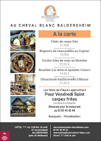 Menu / carte de Restaurant Au Cheval Blanc à Baldersheim