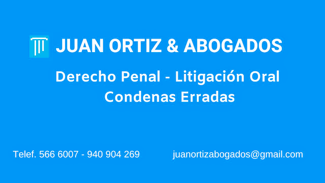 Horarios de Juan Ortiz Benites - Abogado Litigante, Derecho Penal, Litigación Oral y Condenas Erradas