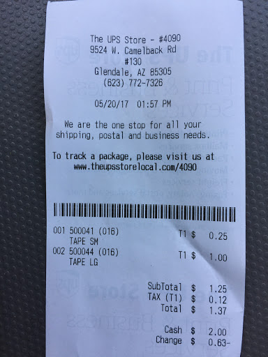 Shipping and Mailing Service «The UPS Store», reviews and photos, 9524 W Camelback Rd c130, Glendale, AZ 85305, USA