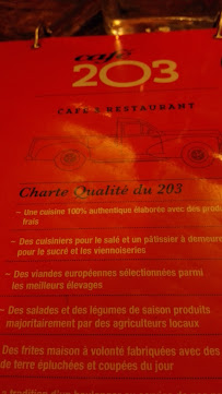 Café 203 à Lyon menu
