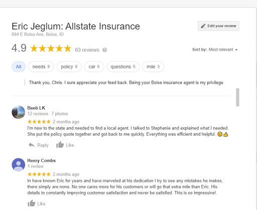 Insurance Agency «Allstate Insurance Agent: Eric Jeglum», reviews and photos