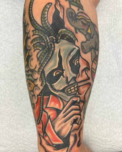 Explore calf tattoo ideas male, creative tattoo ideas in Metuchen, available at Iron & Pine Tattoo Co.