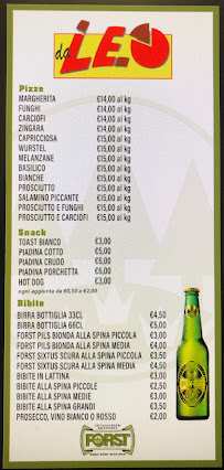 Menu du Da Leo Pizzeria à Chioggia