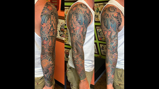 Explore men half sleeve tattoo ideas, creative tattoo ideas in Yakima, available at Top Kat Tattoo