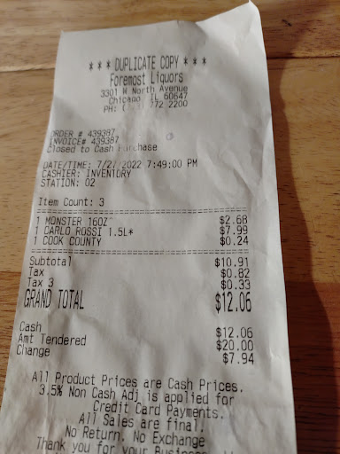 Liquor Store «Arcadia Foremost Liquors», reviews and photos, 3301 W North Ave, Chicago, IL 60647, USA