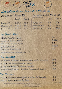 Menu du Huitres et ma RÉ - ostréiculteur à Rivedoux-Plage