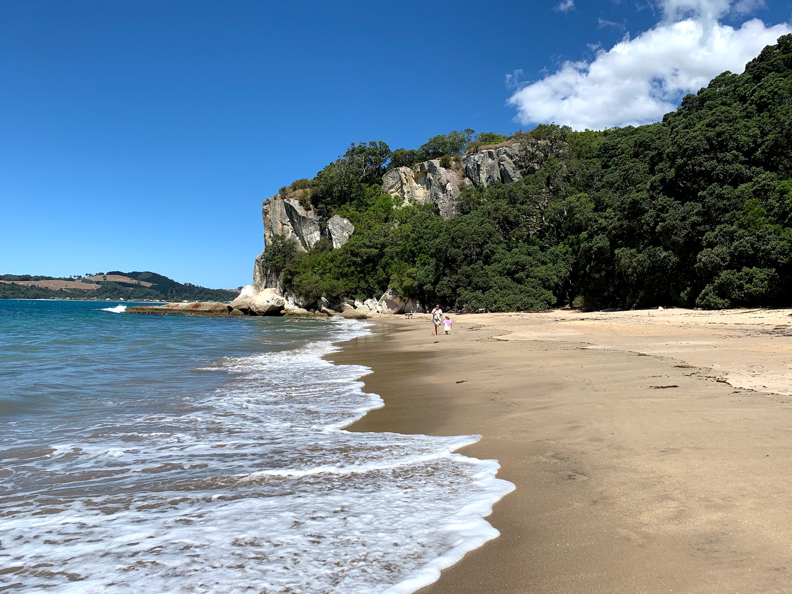 Φωτογραφία του Lonely Bay με φωτεινή άμμο κοχύλι επιφάνεια