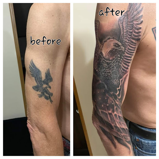 Explore triplet tattoo ideas, creative tattoo ideas in Angola, available at Hoodlum Ink