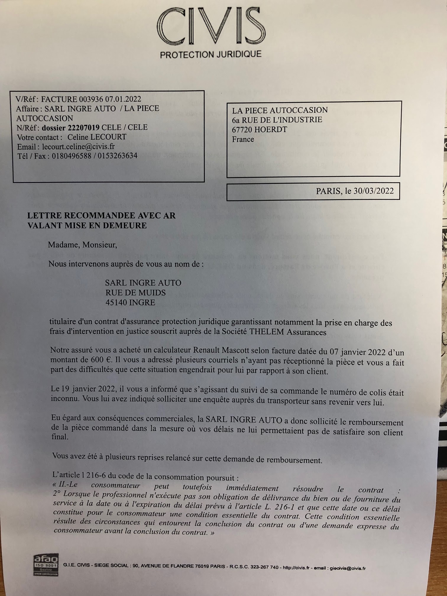Photo n° 2 de l'avis de MILLOT.H fait le 13/05/2022 à 08:47