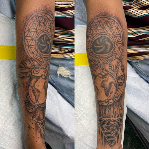 Explore tree sleeve tattoo ideas, creative tattoo ideas in Aurora, available at Ronin Tattoo Studio INC