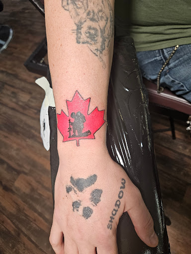 Explore sunflower shoulder tattoo ideas, creative tattoo ideas in Cuyahoga Falls, available at The Lions Den Tattoo Studio