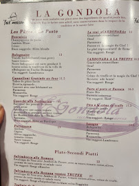 Restaurant italien La gondola à Clamecy (la carte)