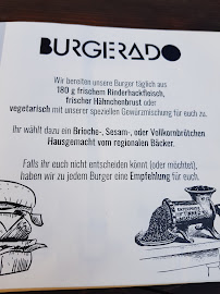 Restaurant de hamburgers Burgerado à Bochum (le menu)