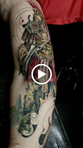 Explore wolf neck tattoo ideas, creative tattoo ideas in Addison, available at Cat Tattoo