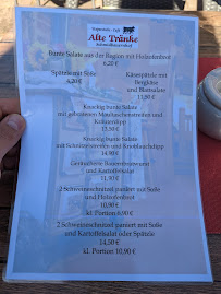 Restaurant Alte Tränke à Bad Rippoldsau-Schapbach (le menu)