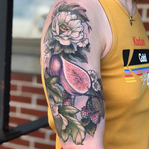 Explore 1 2 sleeve tattoo ideas, creative tattoo ideas in Lancaster, available at Black Altar Collective