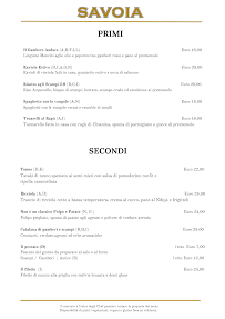 Menu / carte de Ristorante Savoia à Rome
