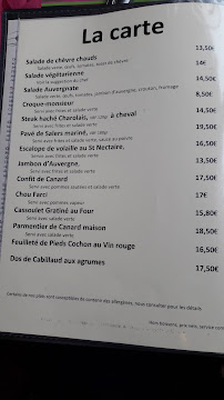 Restaurant français Lou Cantou à Besse-et-Saint-Anastaise (le menu)