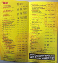 Carte du Bobby's Pizza Würzburg à Würzburg