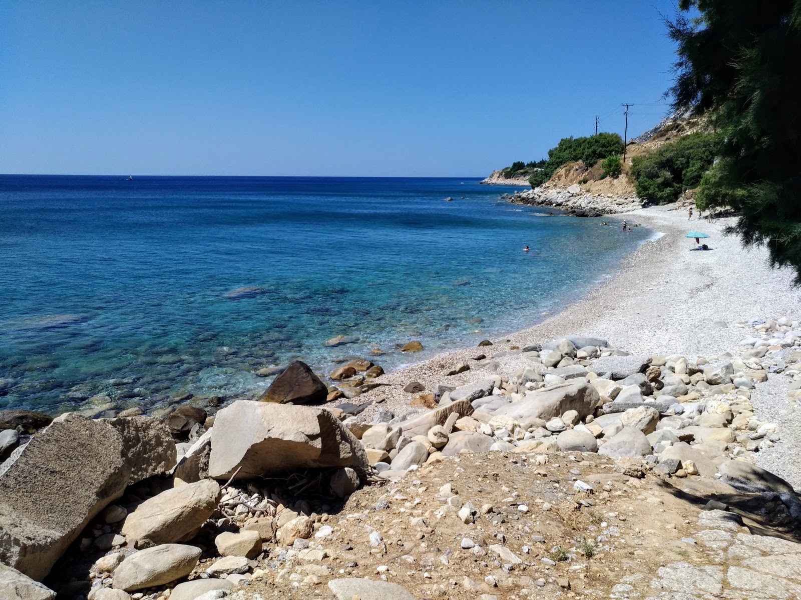 Foto av Tsoukalas beach med stenar yta