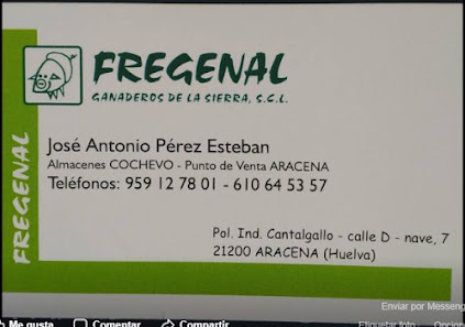 Fregenal ganaderos almacénes cochevo Pl. Industrial Zi-3, 7, 21200 Aracena, Huelva, España