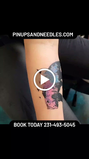 Explore sleeve tattoo fill in ideas, creative tattoo ideas in Traverse City, available at Pinups & Needles