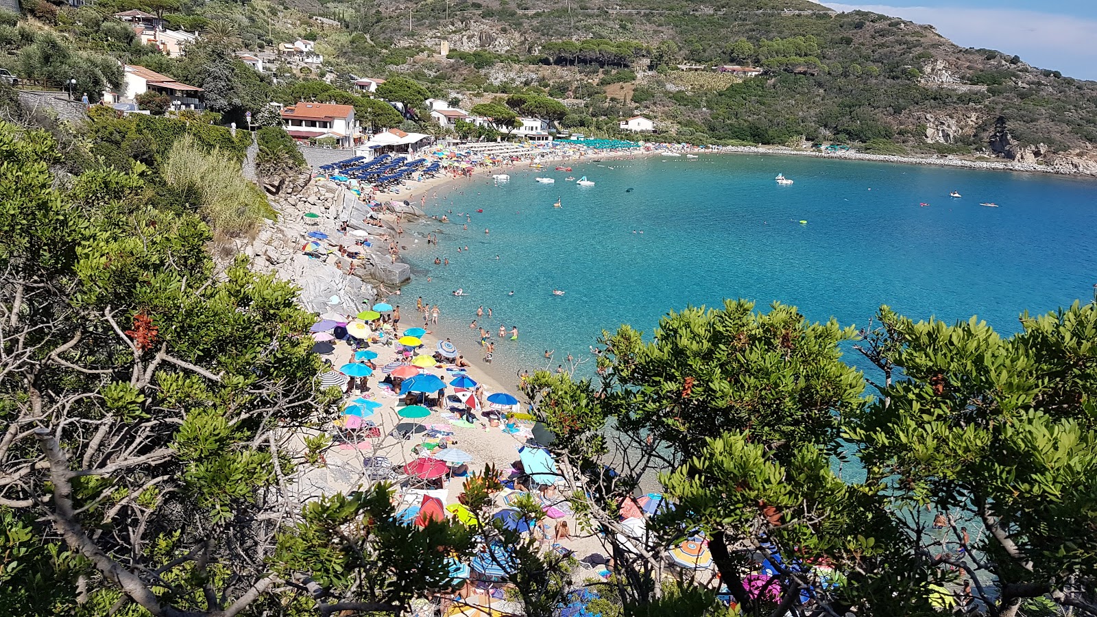 Foto av Biodola Stranden med turkos rent vatten yta