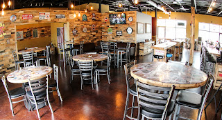 Brewing tanks in a taproom