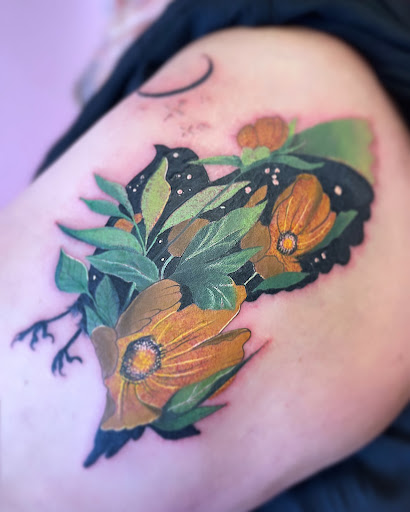 Explore inner bicep tattoo ideas for men, creative tattoo ideas in Tehachapi, available at Briar Rose TATTOO