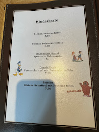 Menu / carte de Christophbräu à Gaggenau