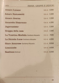 Menu du La Lupa e l'Orso à Berlin