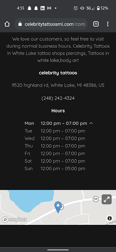 Tattoo Shop «Celebrity Tattoos», reviews and photos, 9520 Highland Rd, White Lake, MI 48386, USA