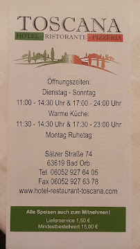 Menu / carte de Hotel Restaurant Pizzeria Toscana Bad Orb à Bad Orb