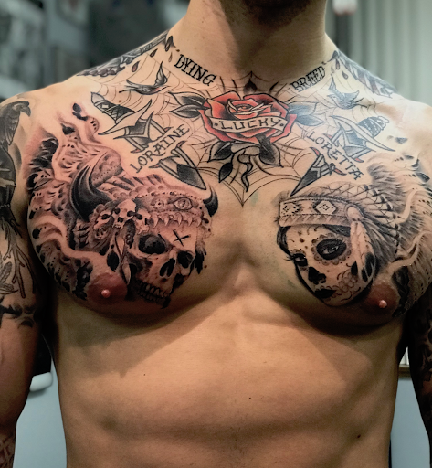 Explore mens elbow tattoo ideas, creative tattoo ideas in Waterford, available at Great Northern Tattoo